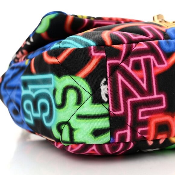 B-1. Chanel 19 Neon Logos Canvas Medium Flap Bag - Picture 3 of 10